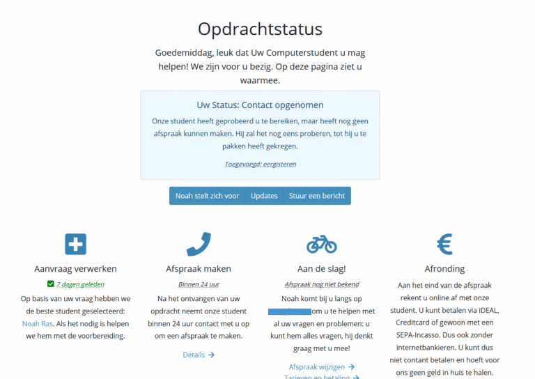 uw computerstudent opdrachtstatus