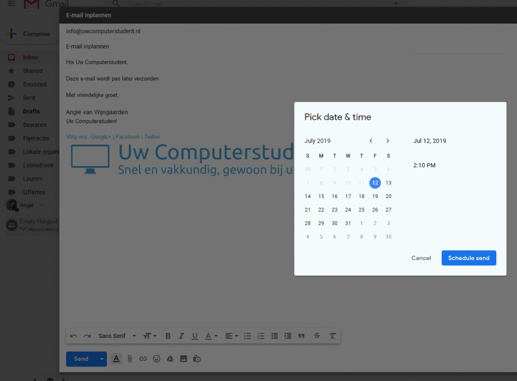 Zo kunt u een e-mail inplannen met Gmail 5 e mailinplannen